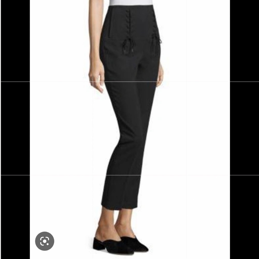 TIBI Anson Corset Tie Pant Black Size 8 High Waisted Trousers Lace Up - Picture 4 of 13